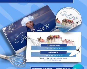 Bakery Business Card Template, Cupcake Business Card, Baking Card, Cake Business Card, Editable Bakery Cards, Pastry Business