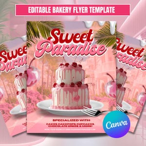 Bäckerei Flyer, DIY Flyer Vorlagendesign, Kuchen Flyer, Dessert Flyer, Backverkauf Flyer, Backshop Flyer, Vorgefertigter Business Flyer