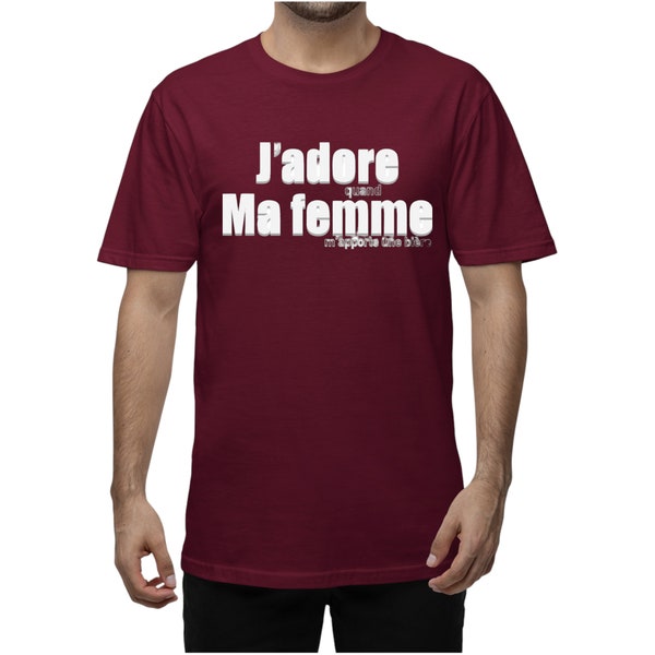 T shirt Humour Homme  -   J'adore Quand Ma Femme M'apporte Une Bière - humoristiques  French