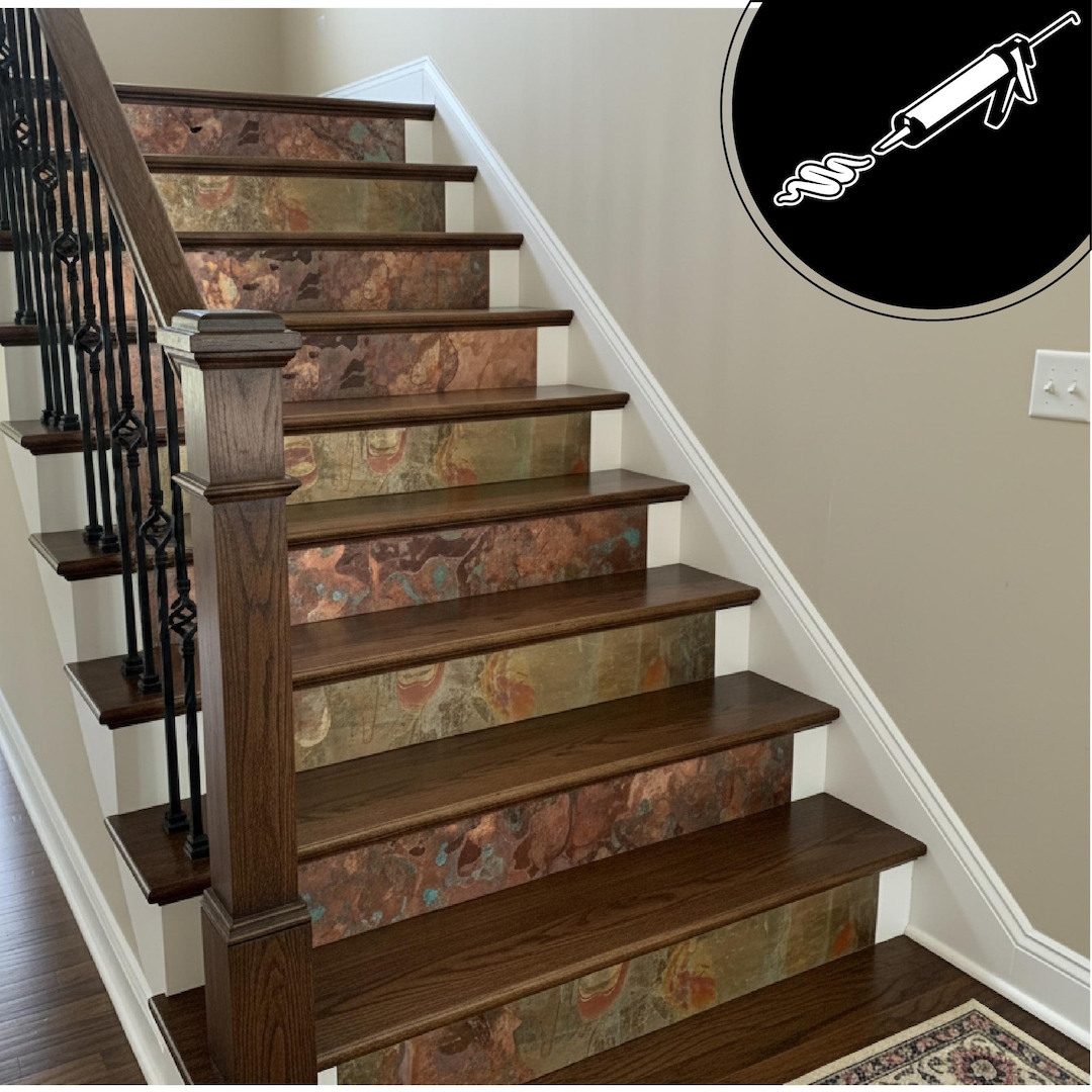 Stair Riser Protectors Handmade Copper Stair Riser Covers: Rustic Boho Accent Tiles - Etsy