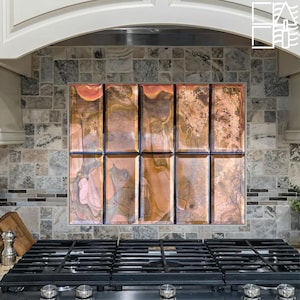 Handmade Copper Tile Backsplash, Kitchen Wall Decor, Fireplace Tiles, Art Deco Tile, Home Decor, Kitchen Decor, Indoor & Outdoor Tiles