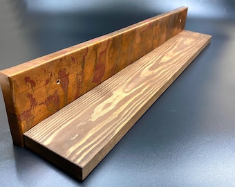 Copper Wood Shelf, Elegant Copper and Wood Shelf, Unique Housewarming Gift, Rustic Copper Wood Shelf, Ideal for Modern Home Decor