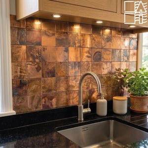 Handmade Copper Wall Tile: Backsplash, Fireplace Art, Home Decor
