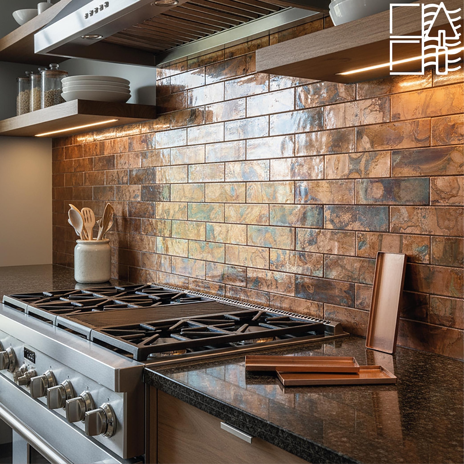 Handmade Copper Tile Backsplash: Art Deco Kitchen & Fireplace Tiles - Etsy