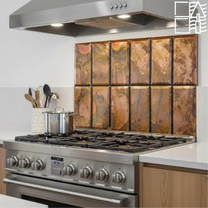Handmade Copper Tile Backsplash: Art Deco Kitchen & Fireplace Tiles (24x36 inches)