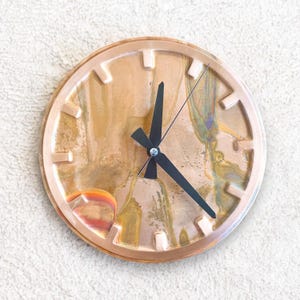 Handmade Round Copper Wall Clock - Rustic Patina Clock - Vintage Metal Decor - Handcrafted Clock with Silent Mechanism