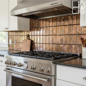 Handmade Copper Tile Backsplash: Art Deco Kitchen, Fireplace, Indoor/Outdoor