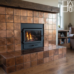 Hand hammered copper wall art - Kitchen backsplash tile - Fireplace tile
