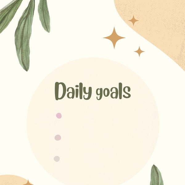 Daily goals // daily planner, goal inspiration, organisation, green, plants, boho, hippy, hippie, minimalist, green, beige, orange, slay