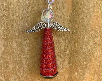 Glitter Paper Bead Angel - Red