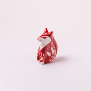 MEPHISTOPHELES red handmade porcelain Fox. Small ceramic decoration. Spirit animal.