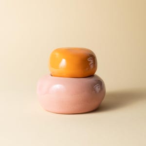 Cute Trinket Box | Colorful Ceramic Jewellery box with a Lid | Handmade lidded storage box for small things