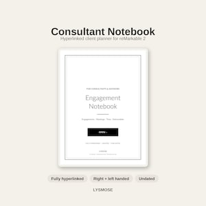 Cuaderno de consultoría para reMarkable 2 / Rastreador de tiempo facturable y de clientes con hipervínculos / Notas de reuniones