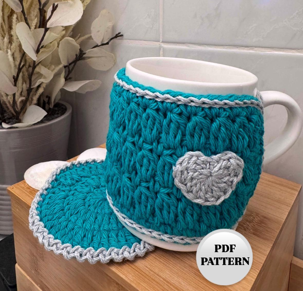 Pattern Coffee Mug Set: Crochet Cozy and Coaster
