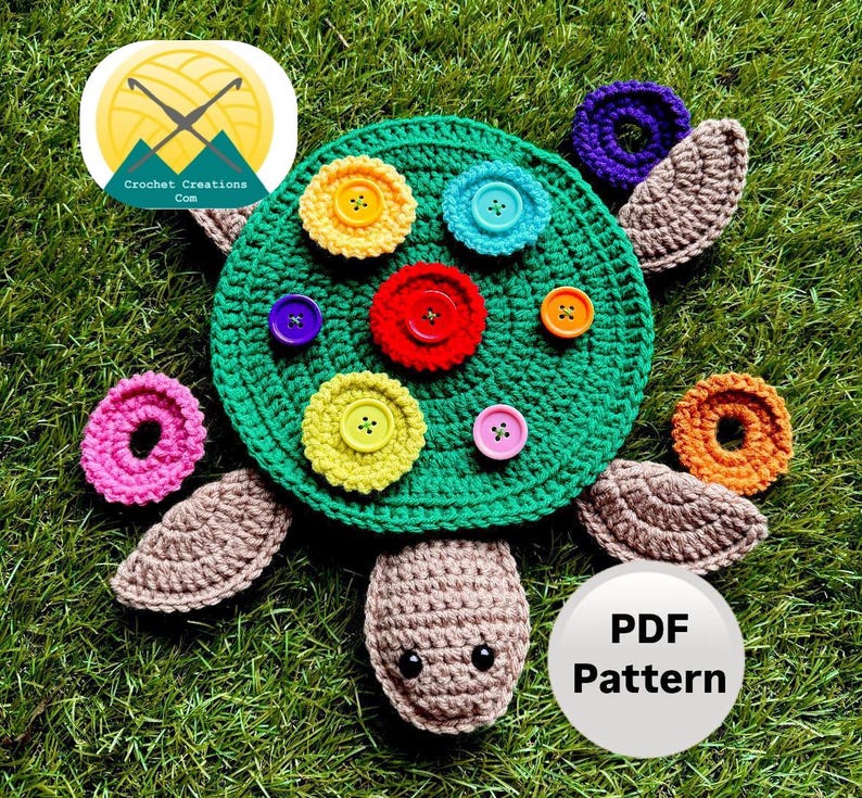 Turtle Shell Button PDF Pattern - Crochet Turtle Snap Buttoning Game - English Only-us ...
