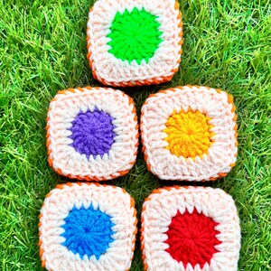 PDF Pattern - Crochet Colourful Tiles Game Set - Puzzle - English Only Pattern - US Terms - Educational Game - Montessori - Family Fun - 30 colourful set with 5 different colours for matching game and memory development