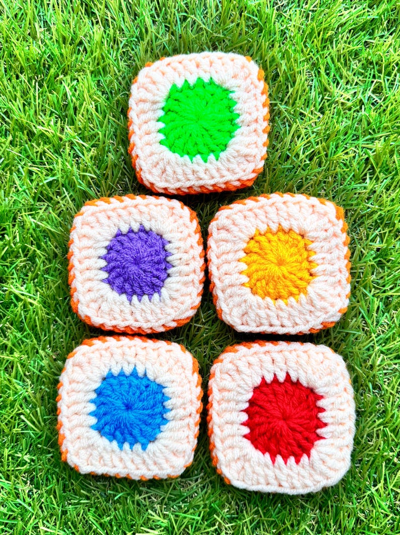 PDF Pattern - Crochet Colourful Tiles Game Set - Puzzle - English Only Pattern - US Terms - Educational Game - Montessori - Family Fun - 30 colourful set with 5 different colours for matching game and memory development