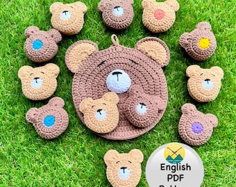 PDF Pattern - Crochet Mama Bear Memory Game - English Only - US Terms - Educational - Montessori