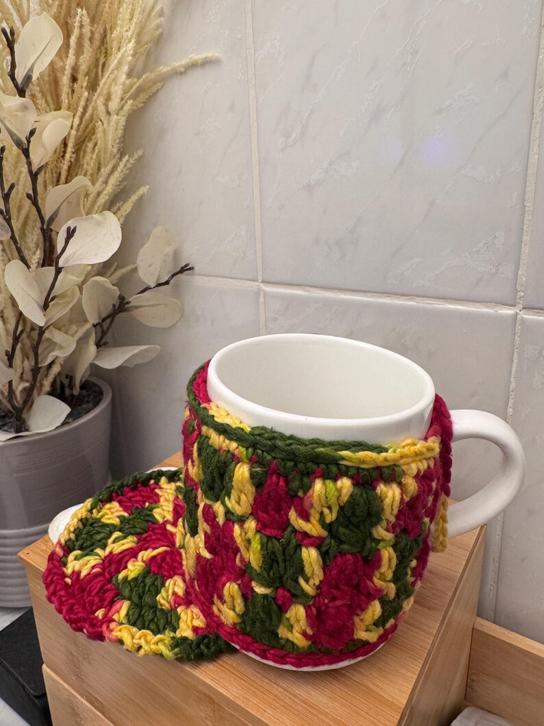 PDF Pattern - Coffee Mug Set: Crochet Cozy and Coaster - Easy Home Decor - Surface Protection - Holiday Gift - Quick Project - Kitchen Style