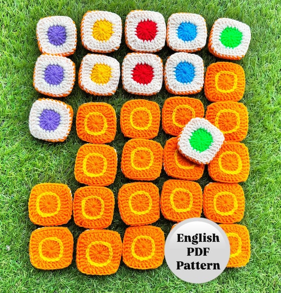 PDF Pattern - Crochet Colourful Tiles Game Set - Puzzle - English Only - US Terms - Educational - Montessori