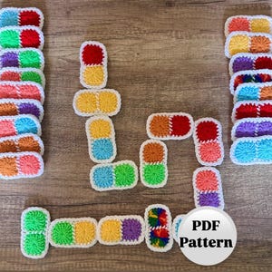 Wzór PDF - Szydełkowa kolorowa gra planszowa Domino - Tylko po angielsku - Terminy amerykańskie - Aktywność Montessori - Rodzinna zabawa - Zestaw 30 elementów - Edukacyjne