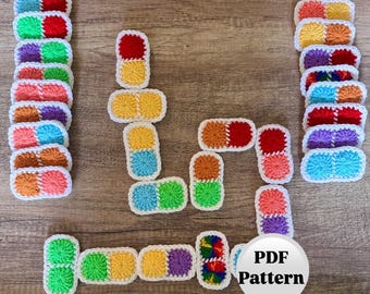 PDF Pattern - Crochet Colourful Domino Board Game - English Only-US Terms - Montessori - 30 pieces - Educational