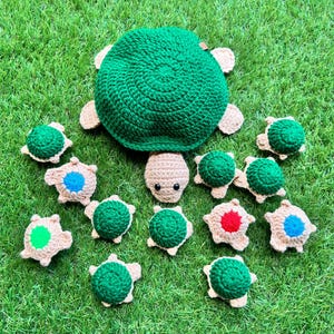 Jeu d'association tortue au crochet : jouet éducatif Montessori
