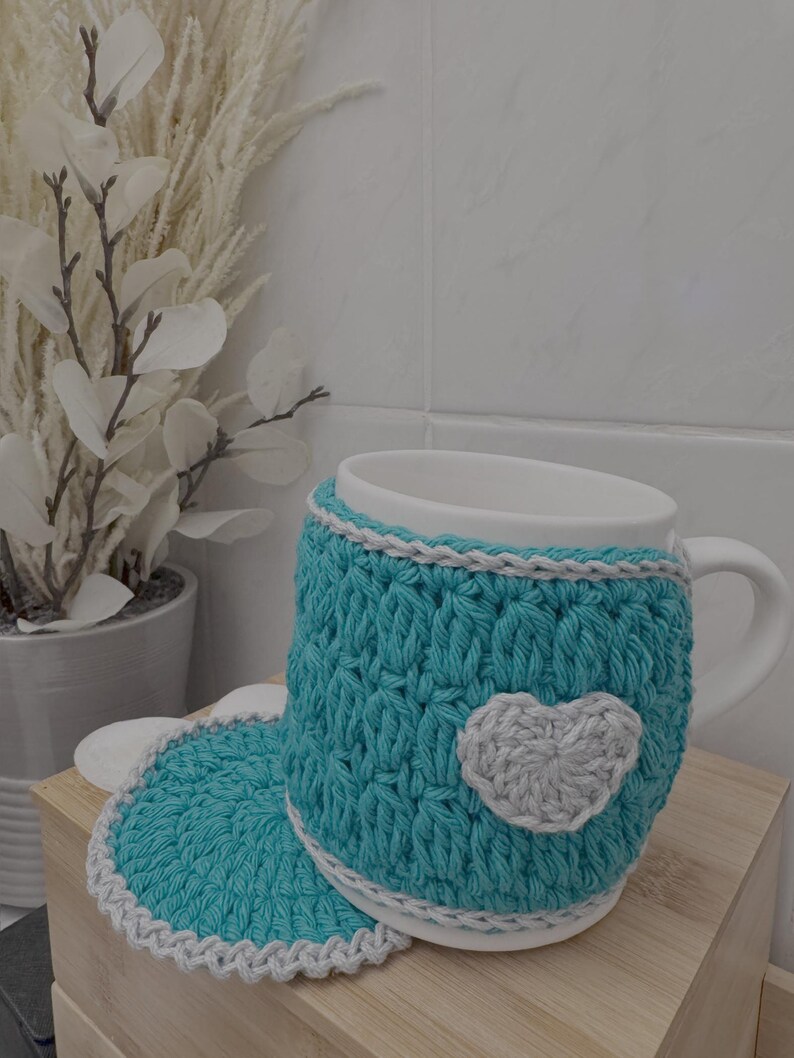 PDF Pattern - Coffee Mug Set: Crochet Cozy and Coaster - Easy Home Decor - Surface Protection - Holiday Gift - Quick Project - Kitchen Style