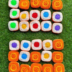 PDF Pattern - Crochet Colourful Tiles Game Set - Puzzle - English Only Pattern - US Terms - Educational Game - Montessori - Family Fun - 30 colourful set with 5 different colours for matching game and memory development