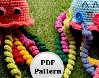 PDF Pattern - Crochet Reversible Octopus Mood Snap Buttoning Game - English Only - US Terms - Montessori