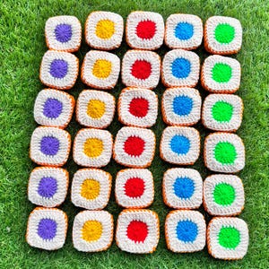 PDF Pattern - Crochet Colourful Tiles Game Set - Puzzle - English Only Pattern - US Terms - Educational Game - Montessori - Family Fun - 30 colourful set with 5 different colours for matching game and memory development