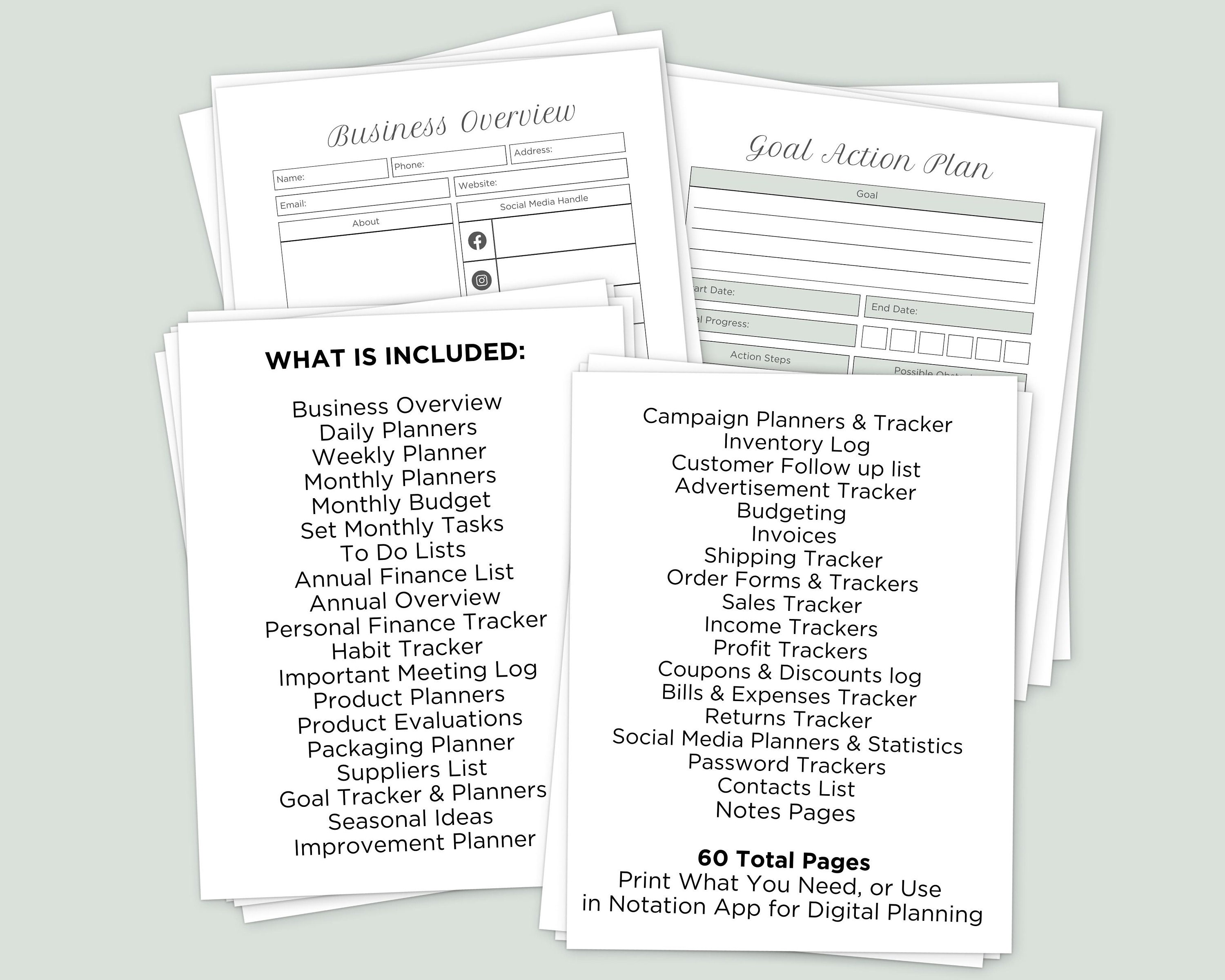 Printable Business Planner PDF or Digital Planner, Start a Small ...