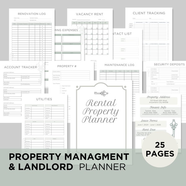 Printable Landlord Planners and Trackers Bundle, Property Management Tools, Rental Property Organization, Calendars, Logs, Expenses Tracking