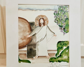 He is Risen Matted Watercolor