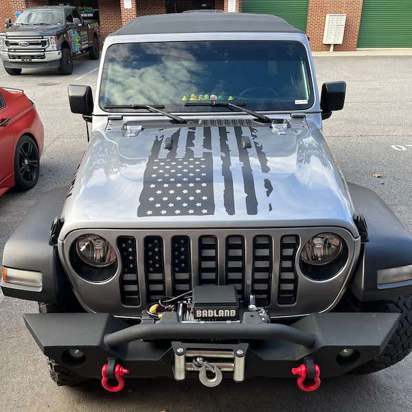 Jeep Wrangler Distressed Flag Hood Decal