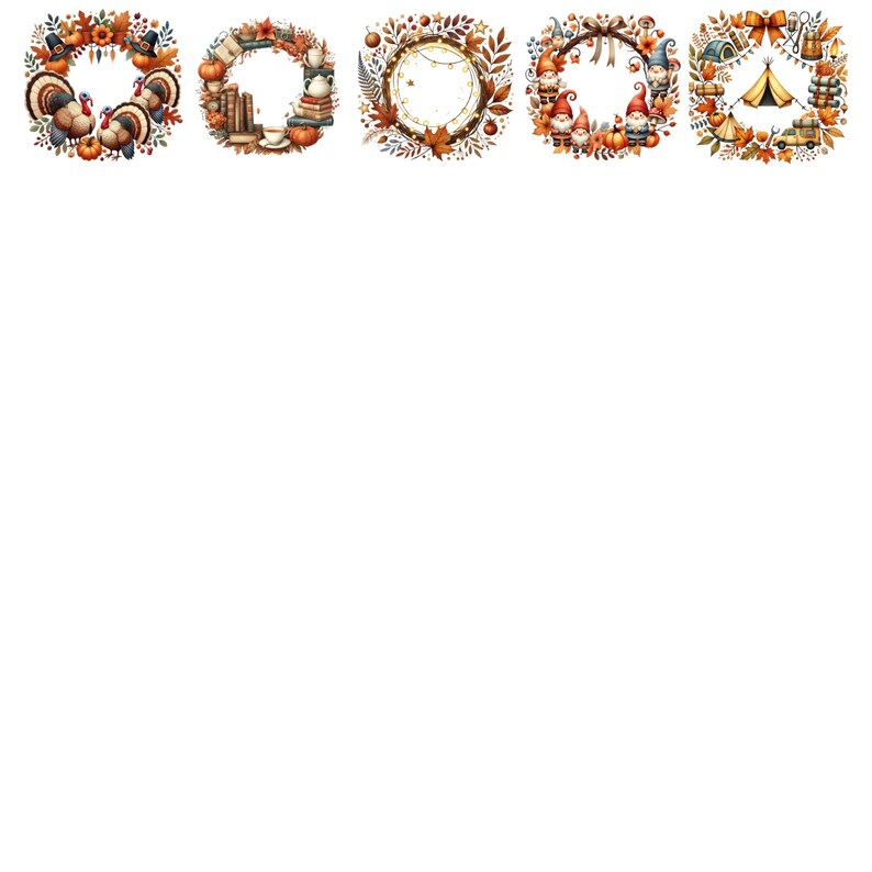 Watercolor Fall Wreath Clipart: Autumn Floral PNG (300 DPI) - Etsy