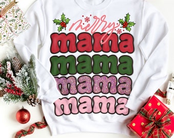 Merry Mama Christmas SVG: Retro Groovy Jumper Design (Digital Download)
