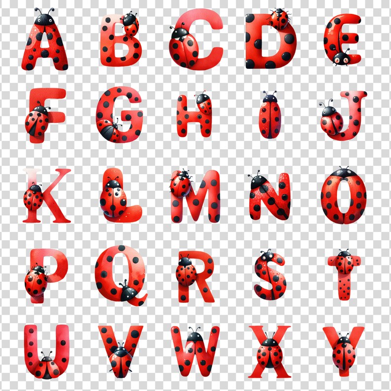 Ladybug Letter R Red Ladybug Alphabet Clipart: Watercolor Letters & Numbers (PNG, 300 ...