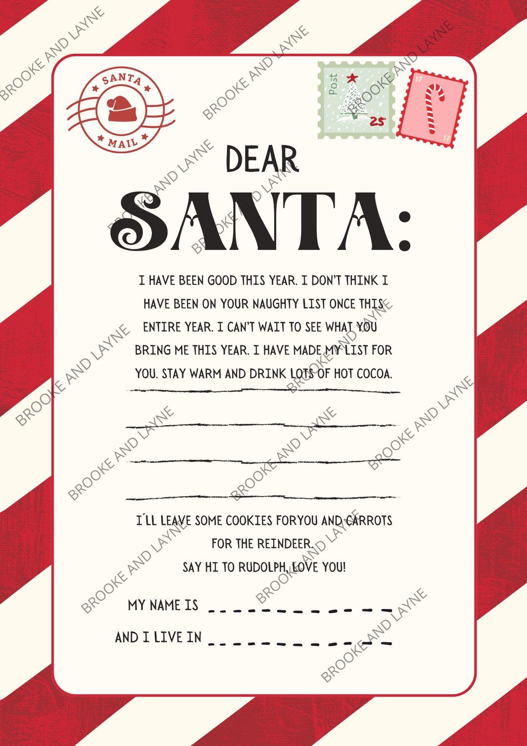 Letter to Santa Printable 8x11 Png - Etsy