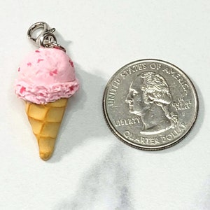 Strawberry Ice Cream Charm/ Ice Cream Necklace/ Dessert Jewelry