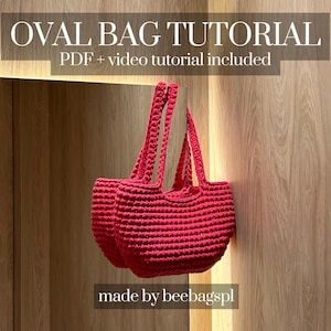 Ovale Tasche Häkelmuster | Englisches Muster | Personalisierbare Tasche | PDF Dokument | Video Anleitung | Shopper Tragetasche | Anfängerfreundlich