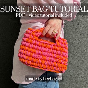 Sunset Tasche Häkelanleitung | Englisches Muster | Personalisierbare Tasche | PDF Dokument | Video Anleitung | Shopper Tragetasche | Anfängerfreundlich