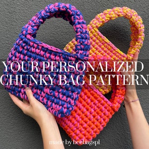 Sac personnalisable | Mini-shopper | Sac fourre-tout au crochet | Motif anglais | Document PDF | Tutoriel vidéo | Adapté aux débutants