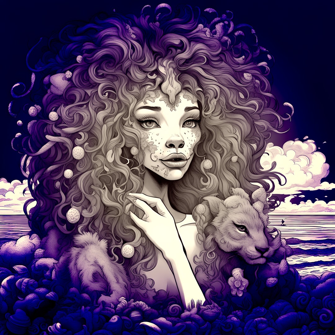 Lion Girl AI Prompt Red Digital Art Ai Art AI Print Print Etsy