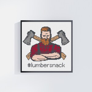 Lumberjack, Lumbersnack, adult cross stitch, modern cross stitch