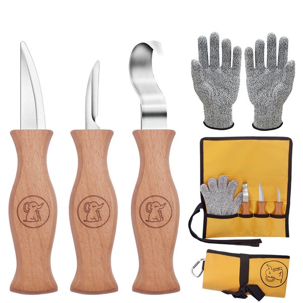 Eli® carving knife for children aged 6 and over, high-quality 5-piece children's carving knife including cut-resistant gloves, children's knife, carving tool