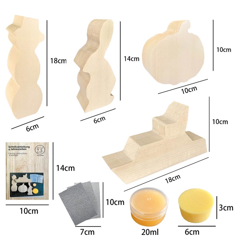 Eli® Linden wood carving figures including carving instructions for children, craft set, craft wood Linden wood for carving, woodwork, carving wood image 2