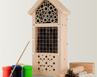 Nichoir Oiseaux Kit Nichoir à Oiseaux En Bois à Peindre Pour Enfants - Inclus Peintures, Pinceau, Marteau, Pochoirs - DIY éducatif