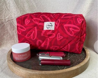 Rood hart patroon make-up tas