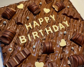 Customisable Luxury Brownie slab, Customisable Message, Postal Chocolate Brownies, Birthday Gift.